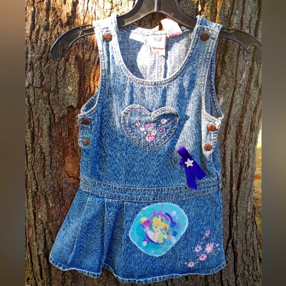 Handmade Tinkerbell embellished denim dress - Picture 1 of 3